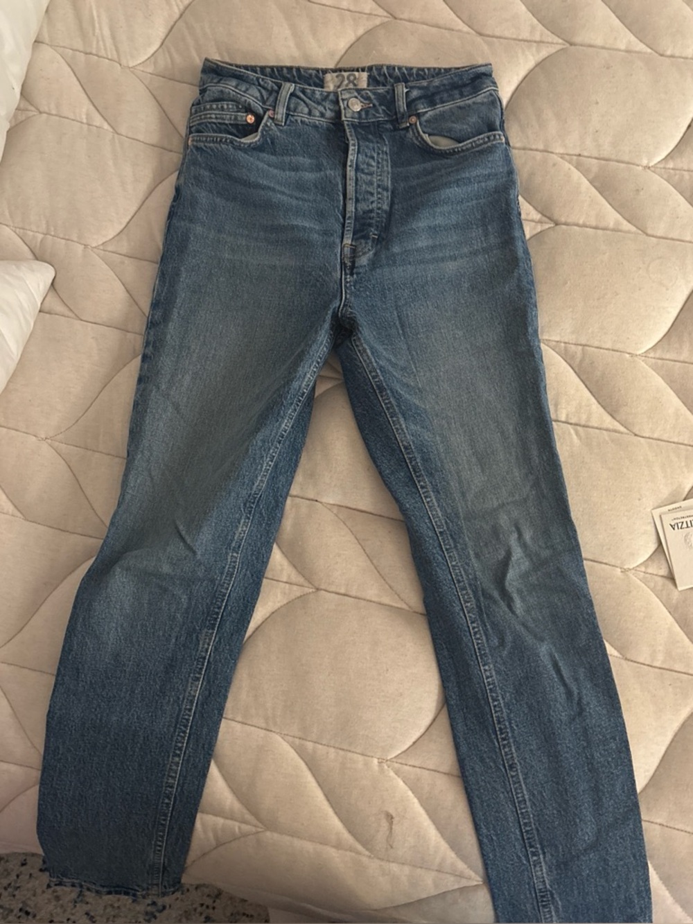 Free People Straight-Leg Jeans in Medium Wash Blue
